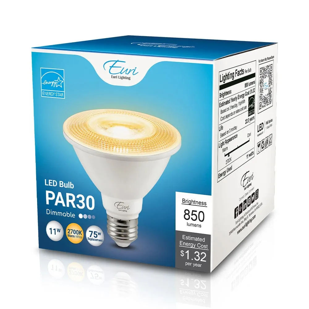 11W PAR30 Short Neck Dimmable LED Bulb - 40 Degree Beam - E26 Base - 850 Lm