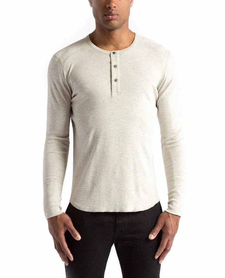 1x1 Slub Long Sleeve Henley Heather Ash