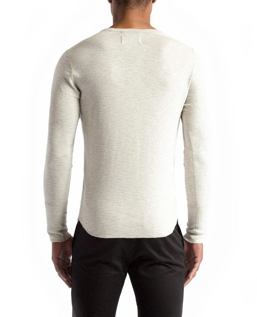 1x1 Slub Long Sleeve Henley Heather Ash