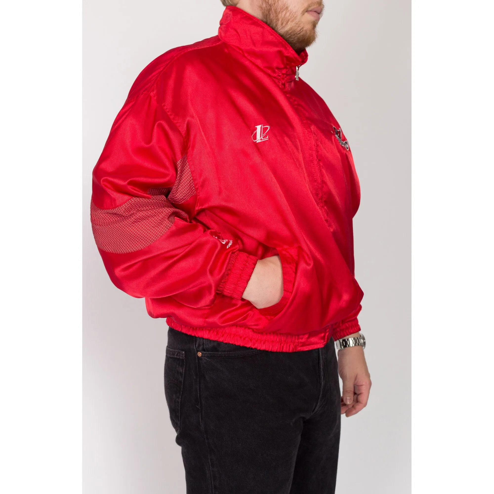 2X 90s Tampa Bay Buccaneers NFL Pro Line Red Satin Jacket