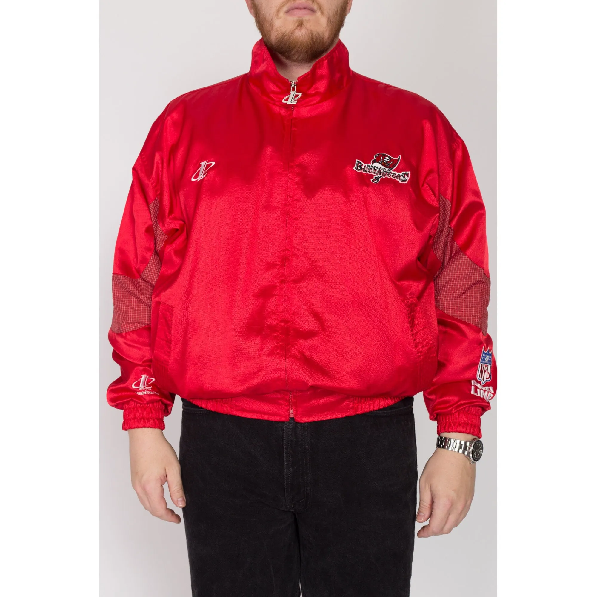 2X 90s Tampa Bay Buccaneers NFL Pro Line Red Satin Jacket