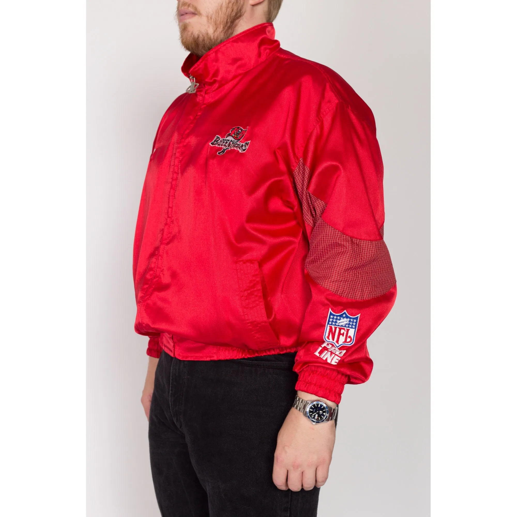 2X 90s Tampa Bay Buccaneers NFL Pro Line Red Satin Jacket