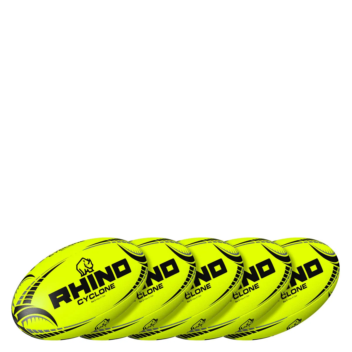 5pc Fluorescent Cyclone Practice Rugby Ball Bundle