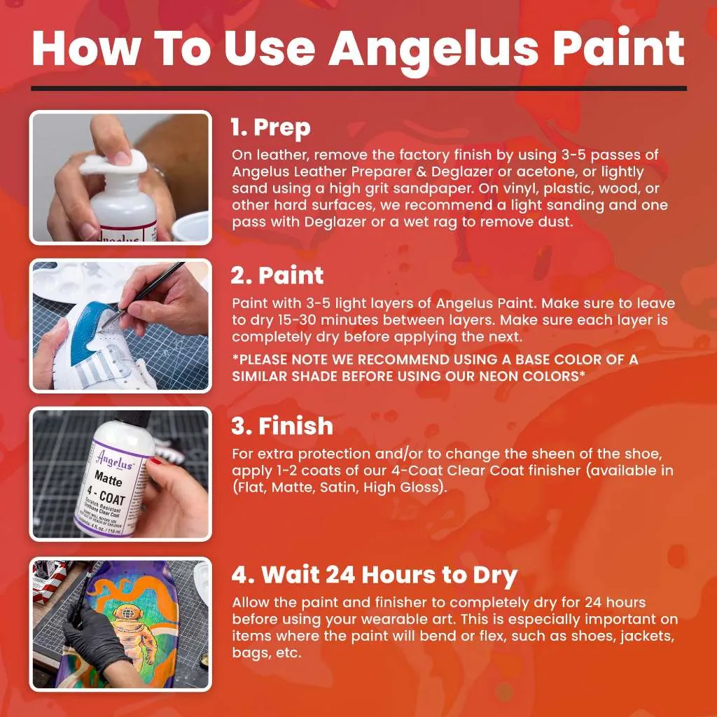 (80 Colors) Angelus Acrylic Leather Paint (A to L)