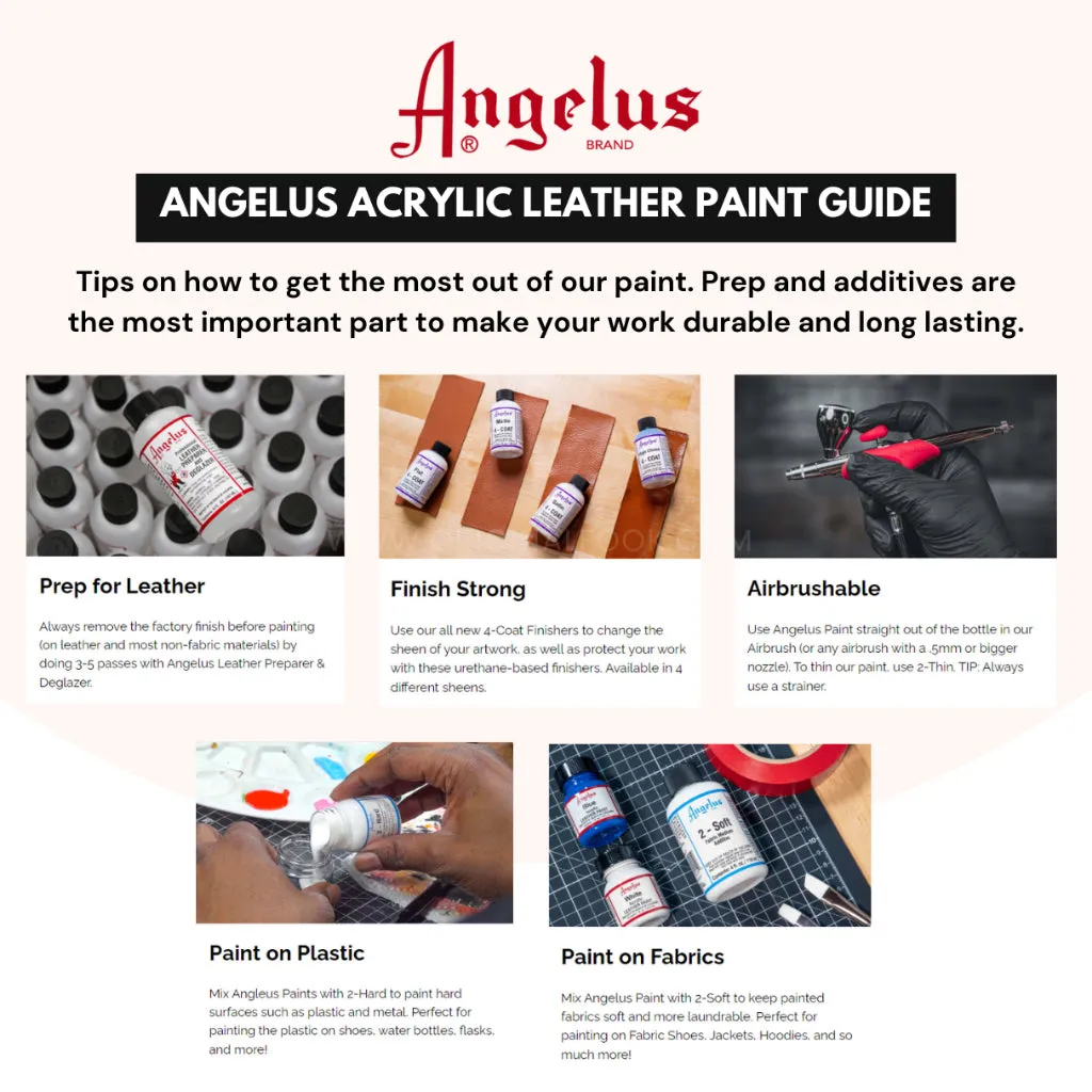 (80 Colors) Angelus Acrylic Leather Paint (A to L)