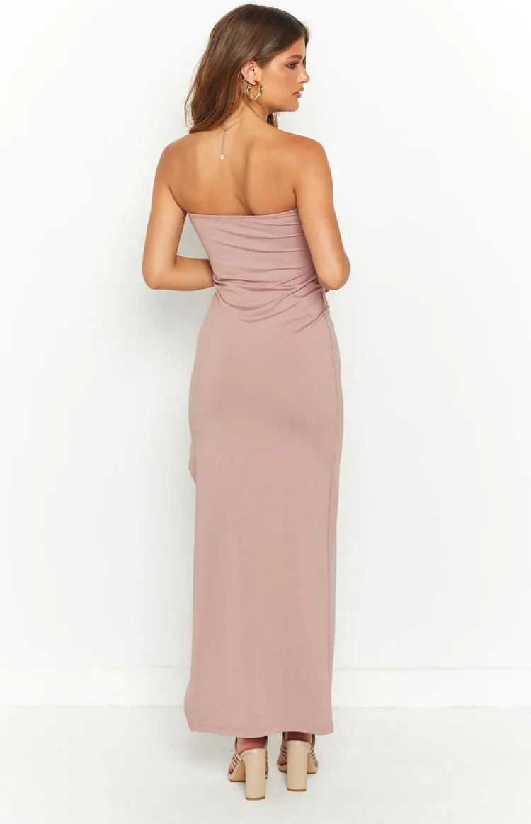 Abelle Light Brown Maxi Bandeau Dress