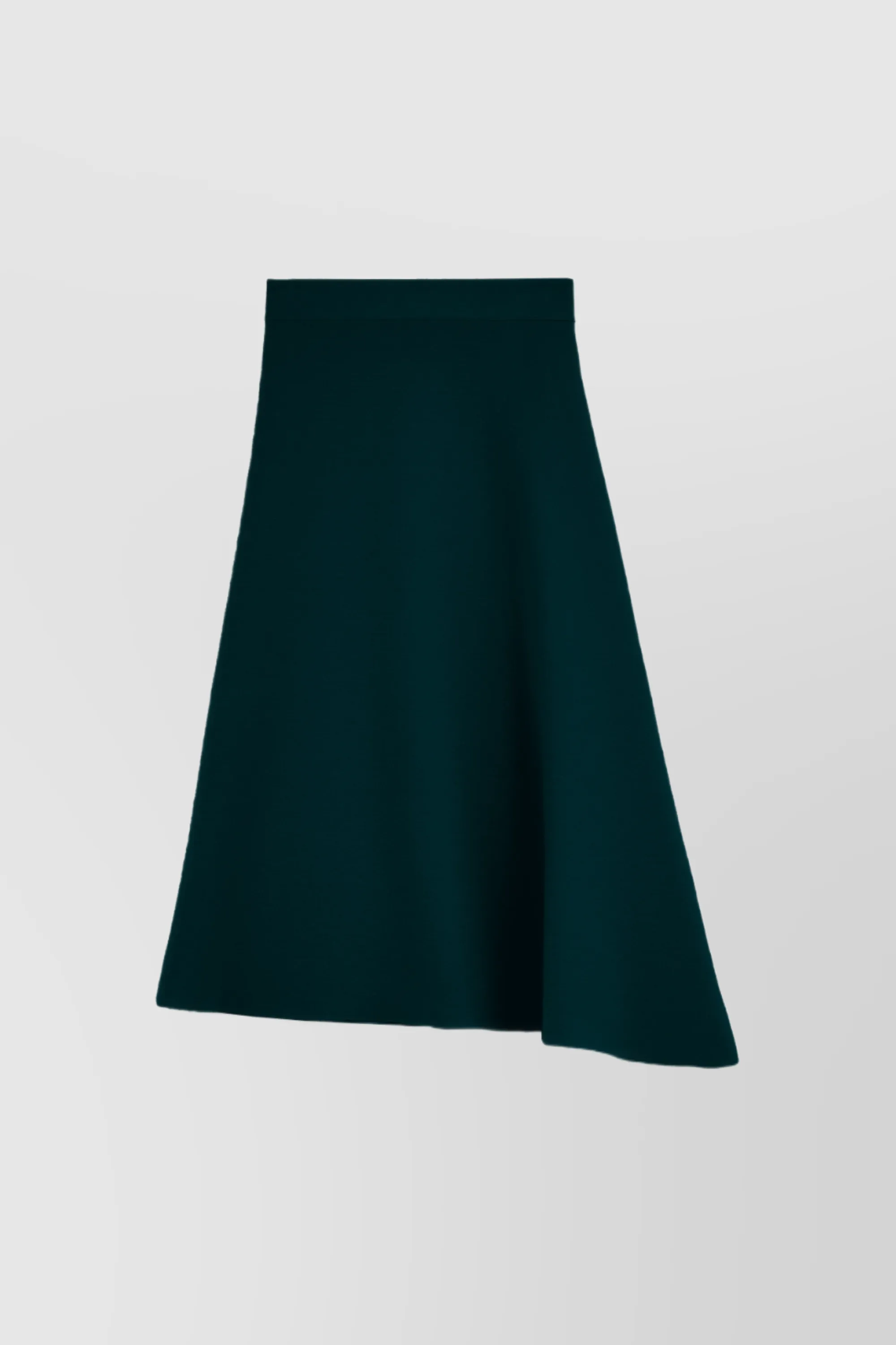 Asymmetric flared double face mohair-silk gored skirt