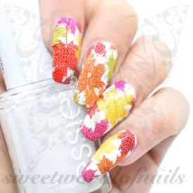 Autumn Nail Art Leaves Water Full Wraps