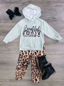 Beautiful Crazy Girls Cheetah Leggings & Hoodie Outfit