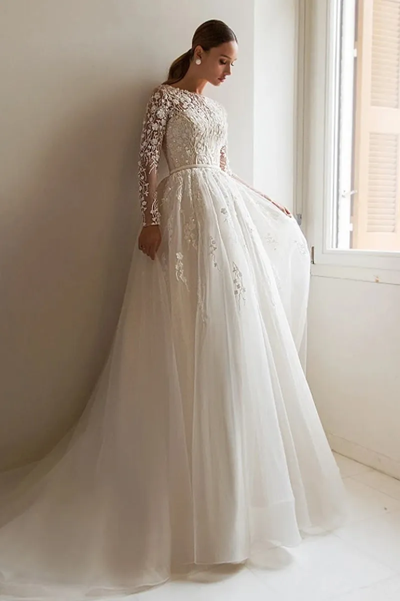 Bennett Long Graceful Sleeve Wedding Dress