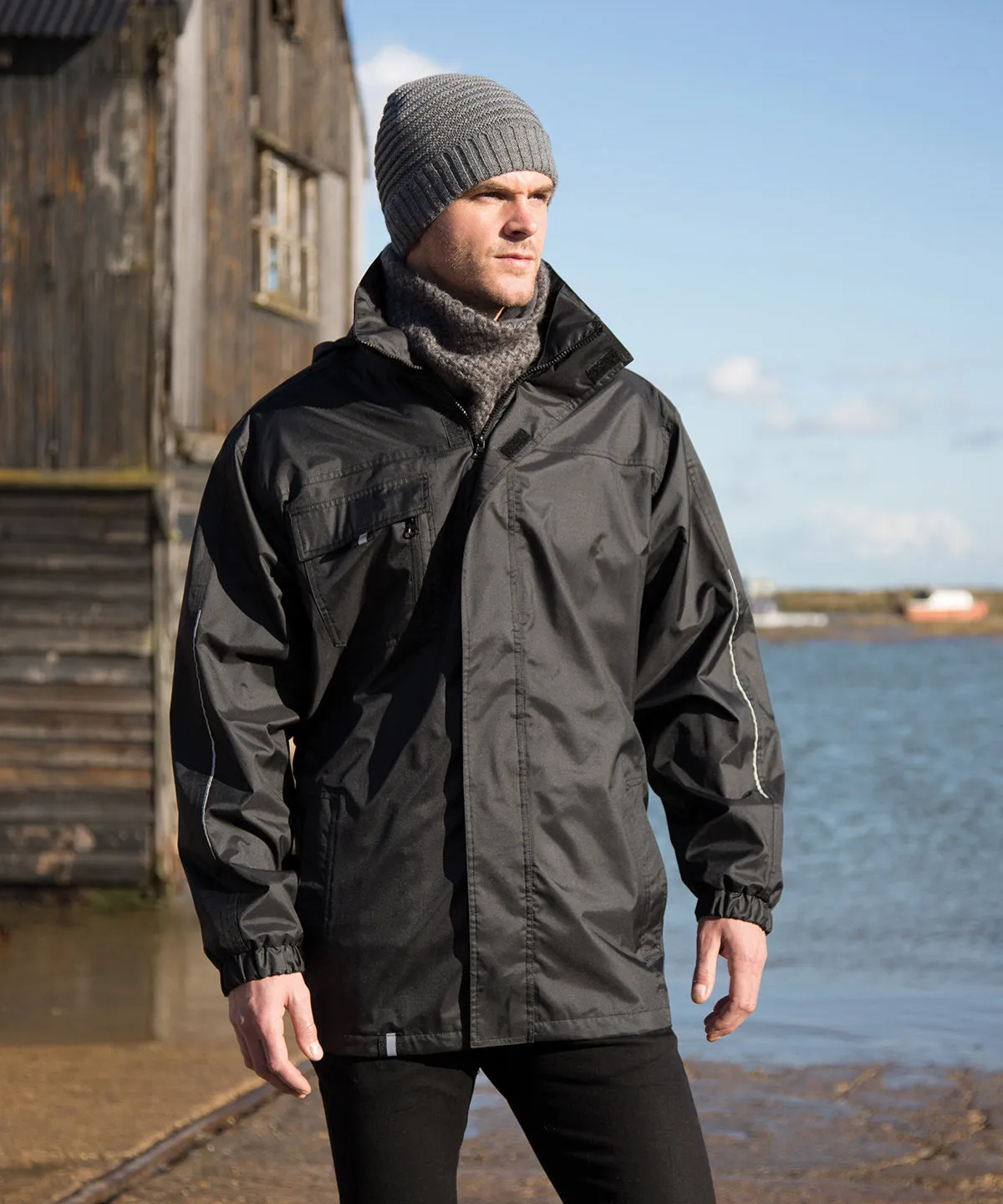 Black - 3-in1 CORE transit jacket with printable softshell inner