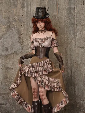 [Blood Supply] Dragon Era steampunk Puff Sleeves Crop Top