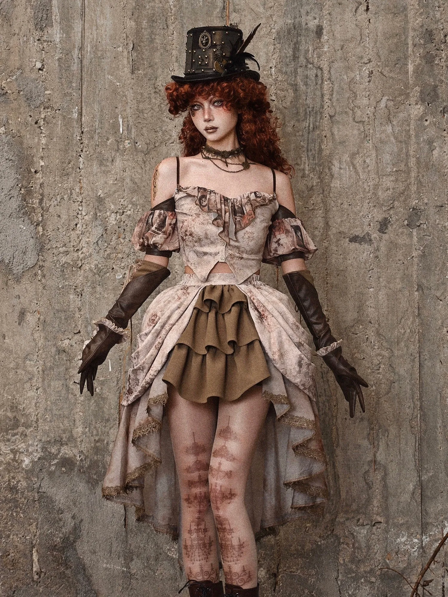 [Blood Supply] Dragon Era steampunk short Cake mini Skirt