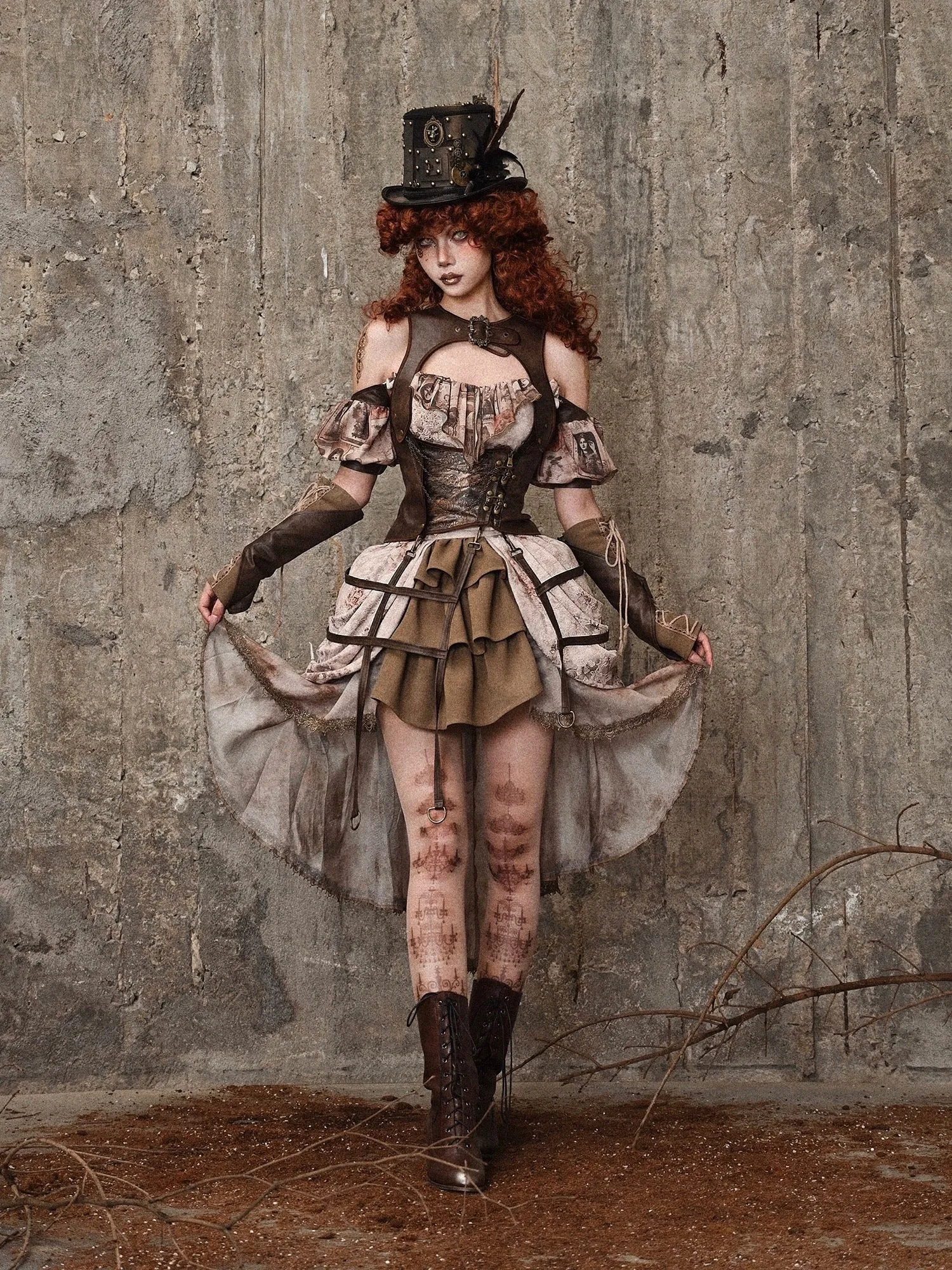 [Blood Supply] Dragon Era steampunk short Cake mini Skirt