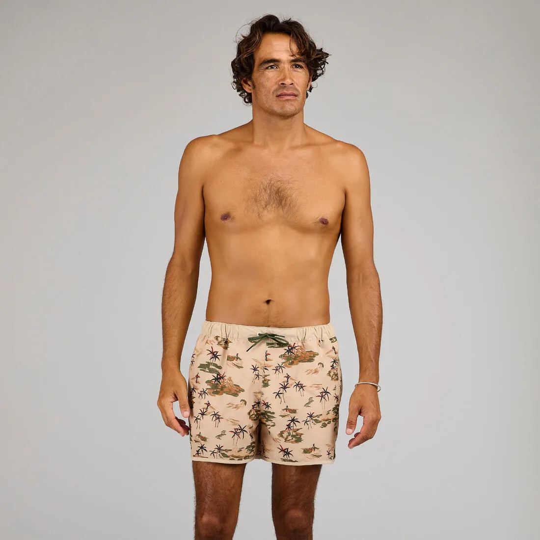 Boardshort surf 100 short SUNSTRIPEGREEN