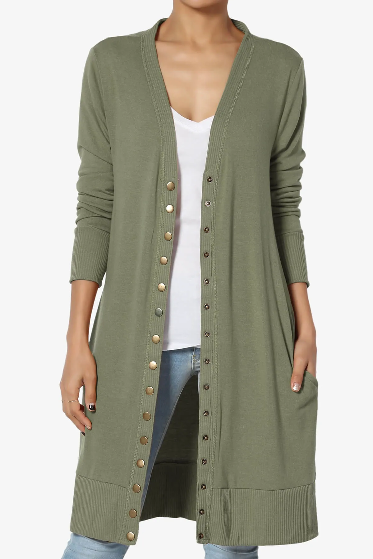 Braeden Snap Button Long Cardigan