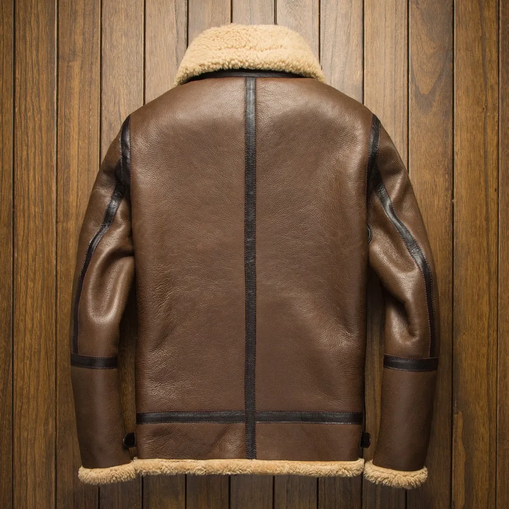 Brown Genuine Leather Sherling Fur Coats