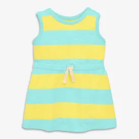 Clearance baby tank drawstring dress in rugby stripe