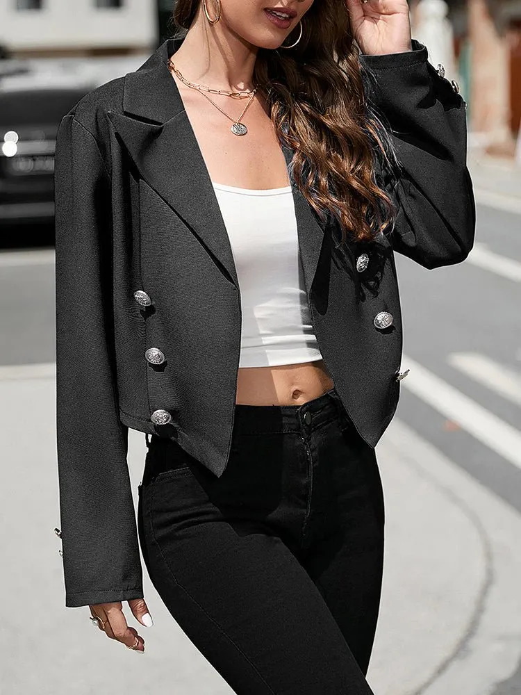 Coats Lapel Button Solid Small Suit Coat for Women