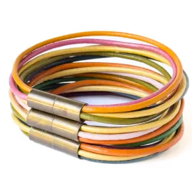 Colorful  Magnetic Leather Stacking Bracelet- WS