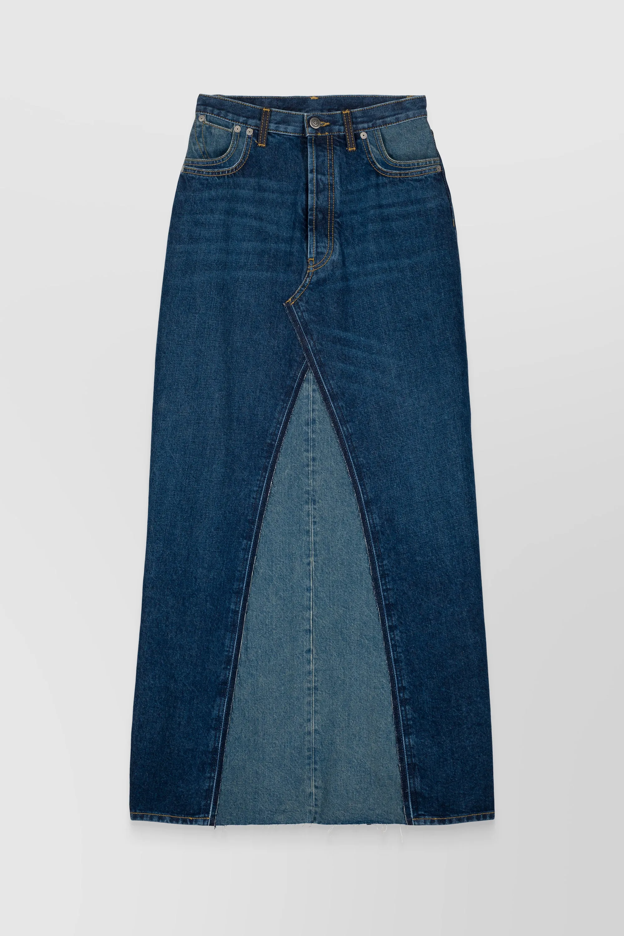 Combo denim maxi jeans skirt