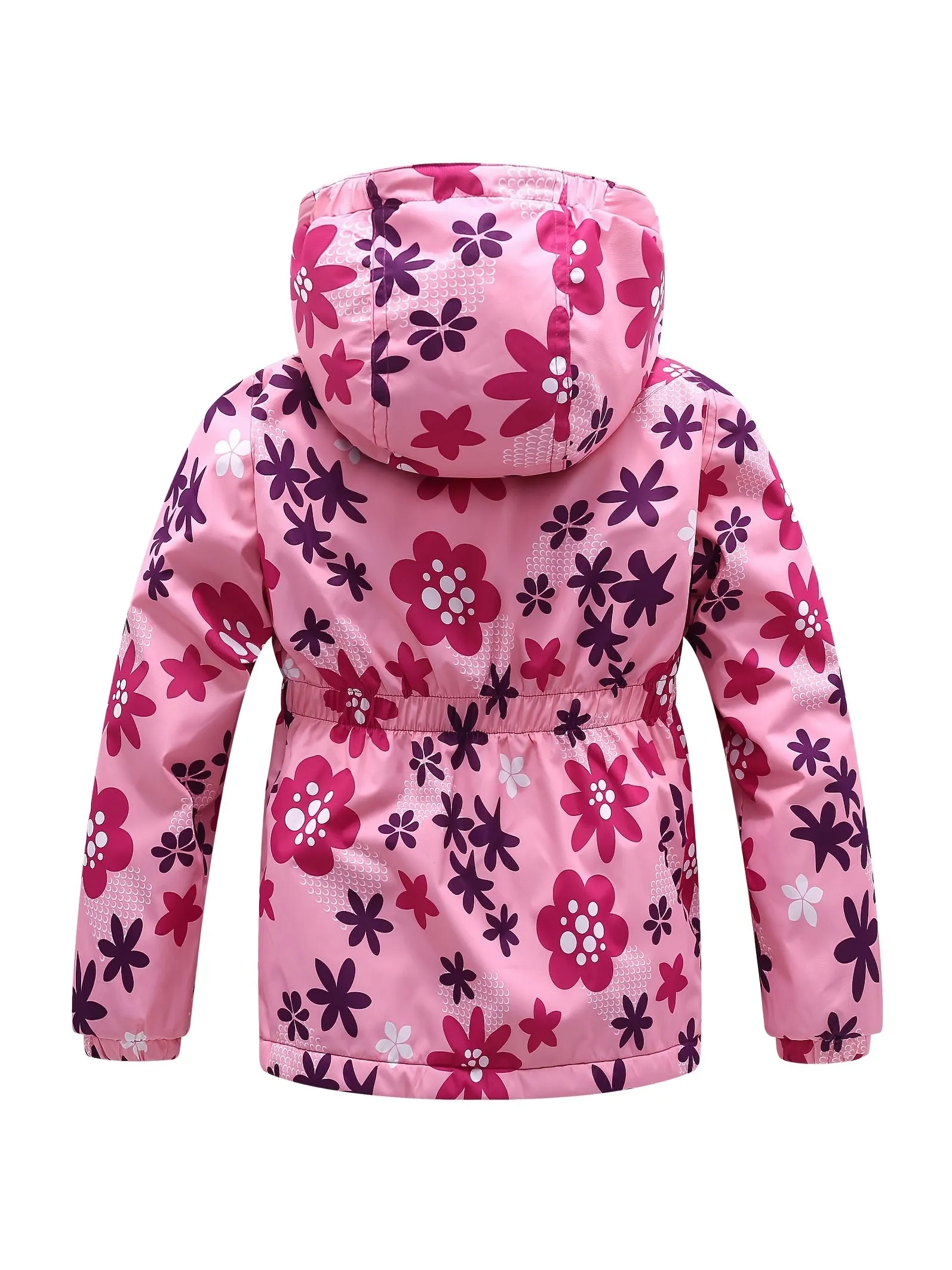 Cozy Cartoon Floral Girls’ Hooded Fleece Jacket – Thermal Windbreaker for Outdoor Fun