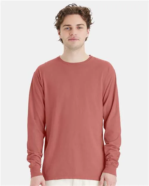 Custom Embroidered - ComfortWash by Hanes - Garment-Dyed Long Sleeve T-Shirt - Nantucket Red - GDH200