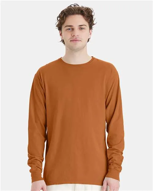 Custom Embroidered - ComfortWash by Hanes - Garment-Dyed Long Sleeve T-Shirt - Texas Orange - GDH200