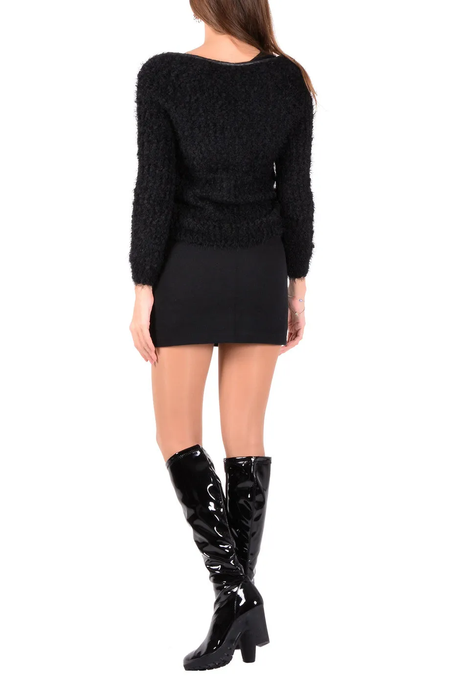 CUTIE Black Fluffy Cardigan