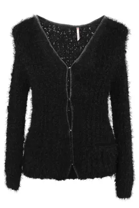 CUTIE Black Fluffy Cardigan