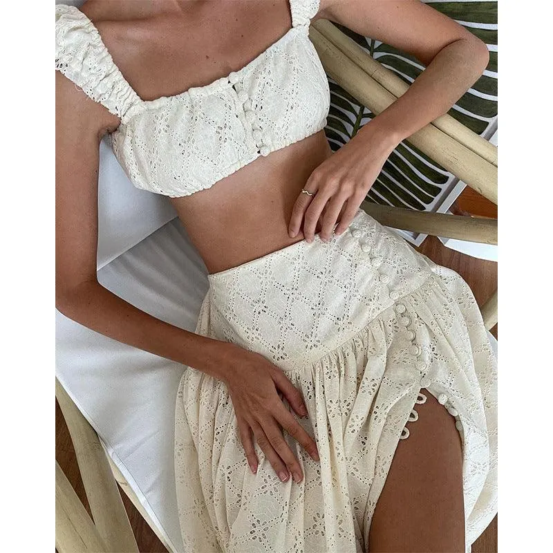 Eyelet Embroidered Two-Piece Set