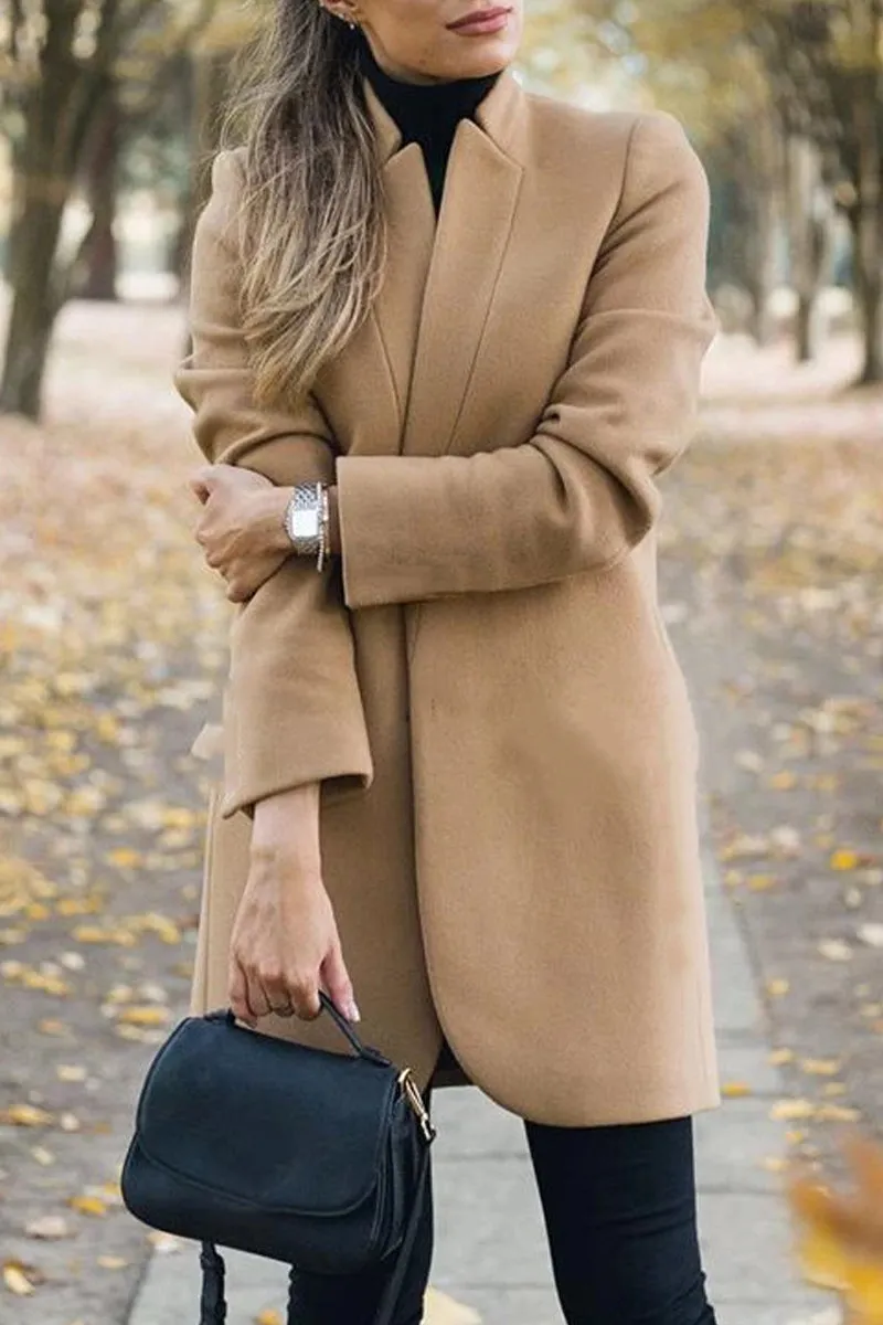 Fashion Casual Long Sleeve Regular Sleeve Solid Coats