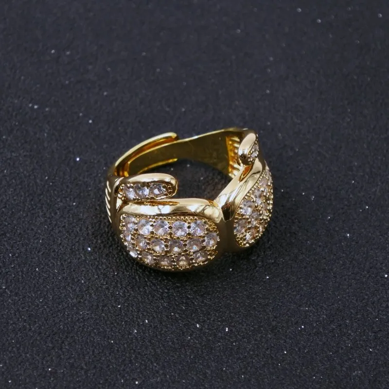 Gold Filled Double Boxing Glove Ring With Stones Adjustable