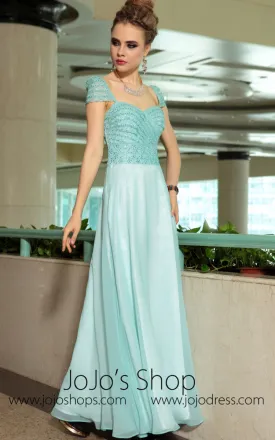 Grecian Elegant Pastel Green Cap Sleeves Formal Prom Evening Cocktail Dress DQ830888