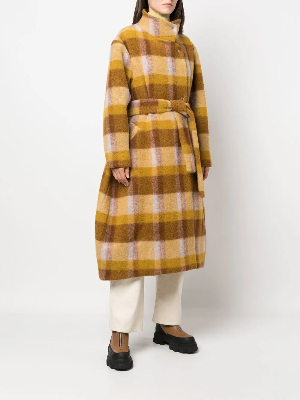 Halo Wool Coat - Brown Curry Tiles