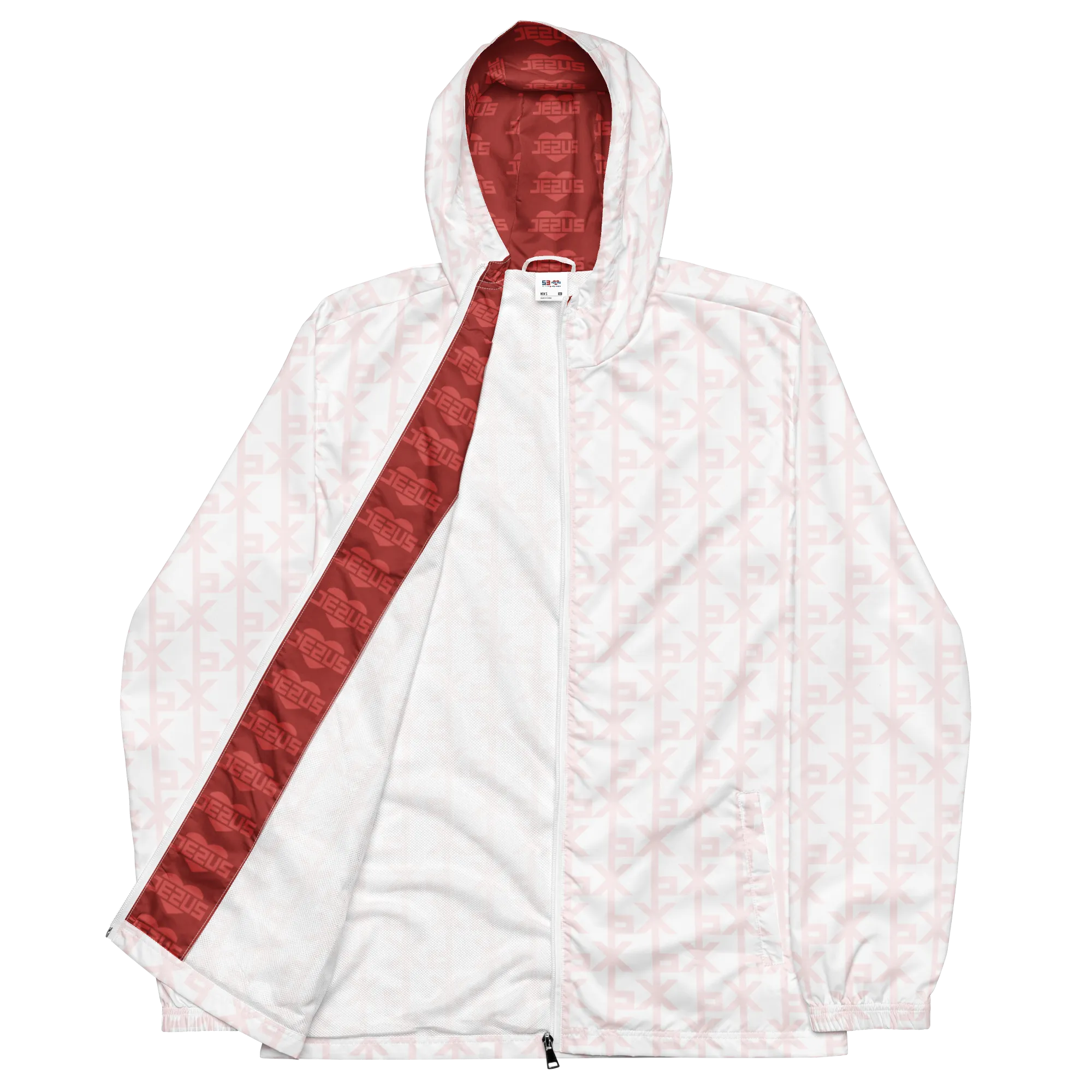 Jesus Loves You His Blood White Simple Men’s windbreaker