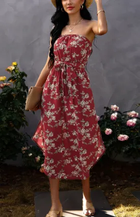 Ladies Summer Fashion Sexy Wrap Chest Chiffon Dress