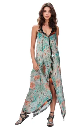 Maxi Tassel Dress in Flowing Florals Print