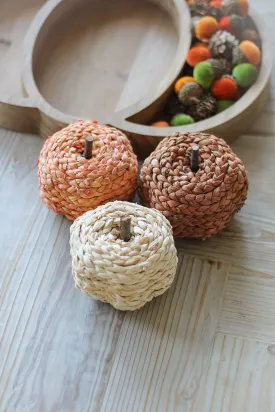 Natural Raffia Pumpkins | Set of 3