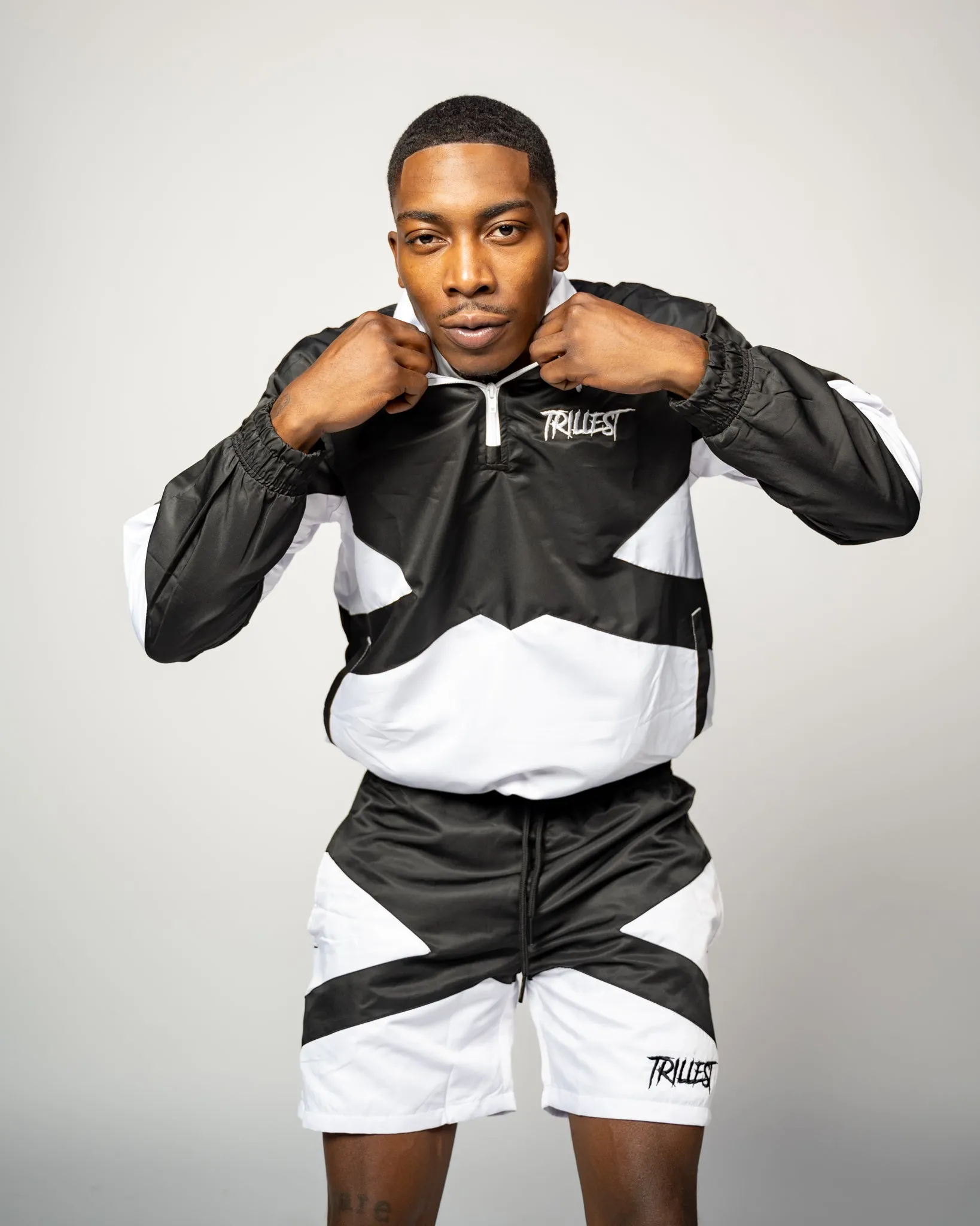 Panel Windbreaker Jacket - Black\White