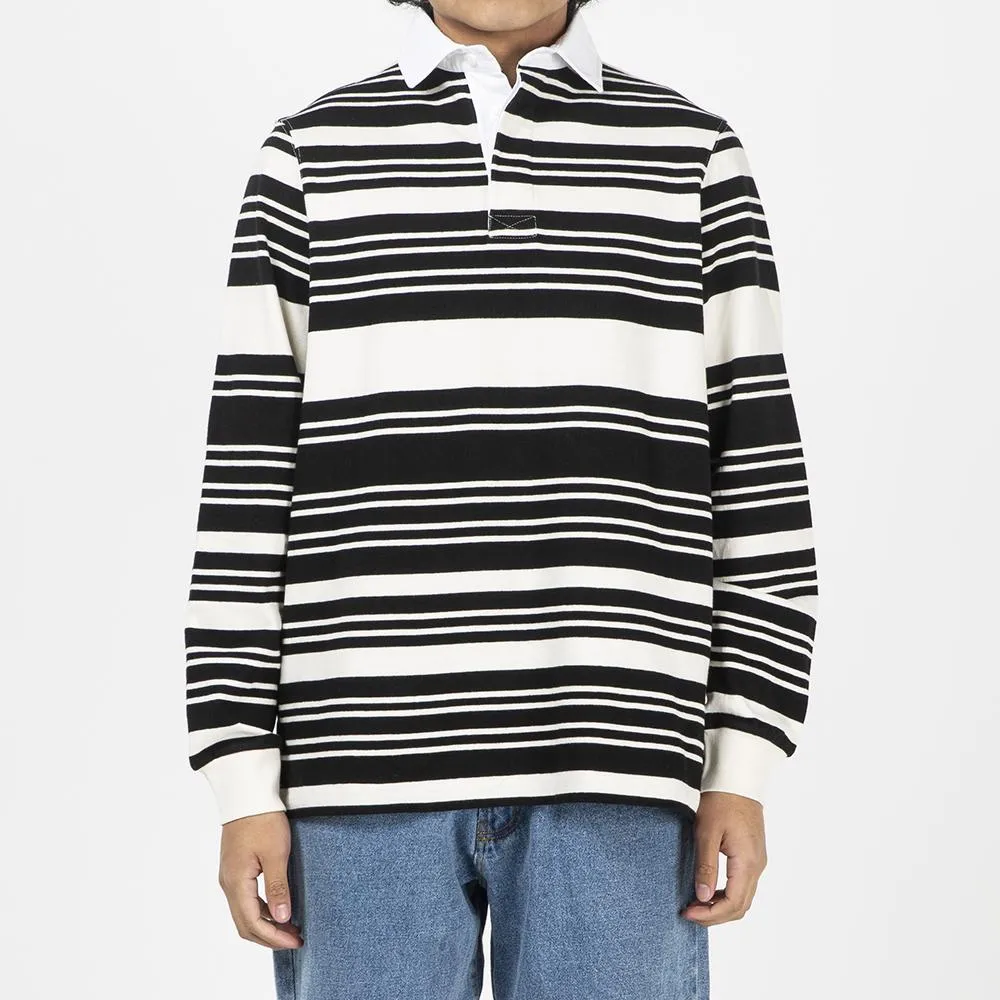 Pop Trading Company Striped Rugby Shirt Off White / Black