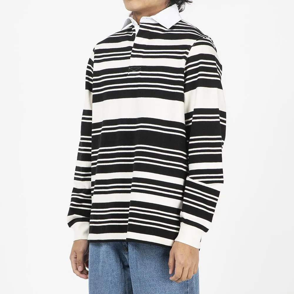 Pop Trading Company Striped Rugby Shirt Off White / Black