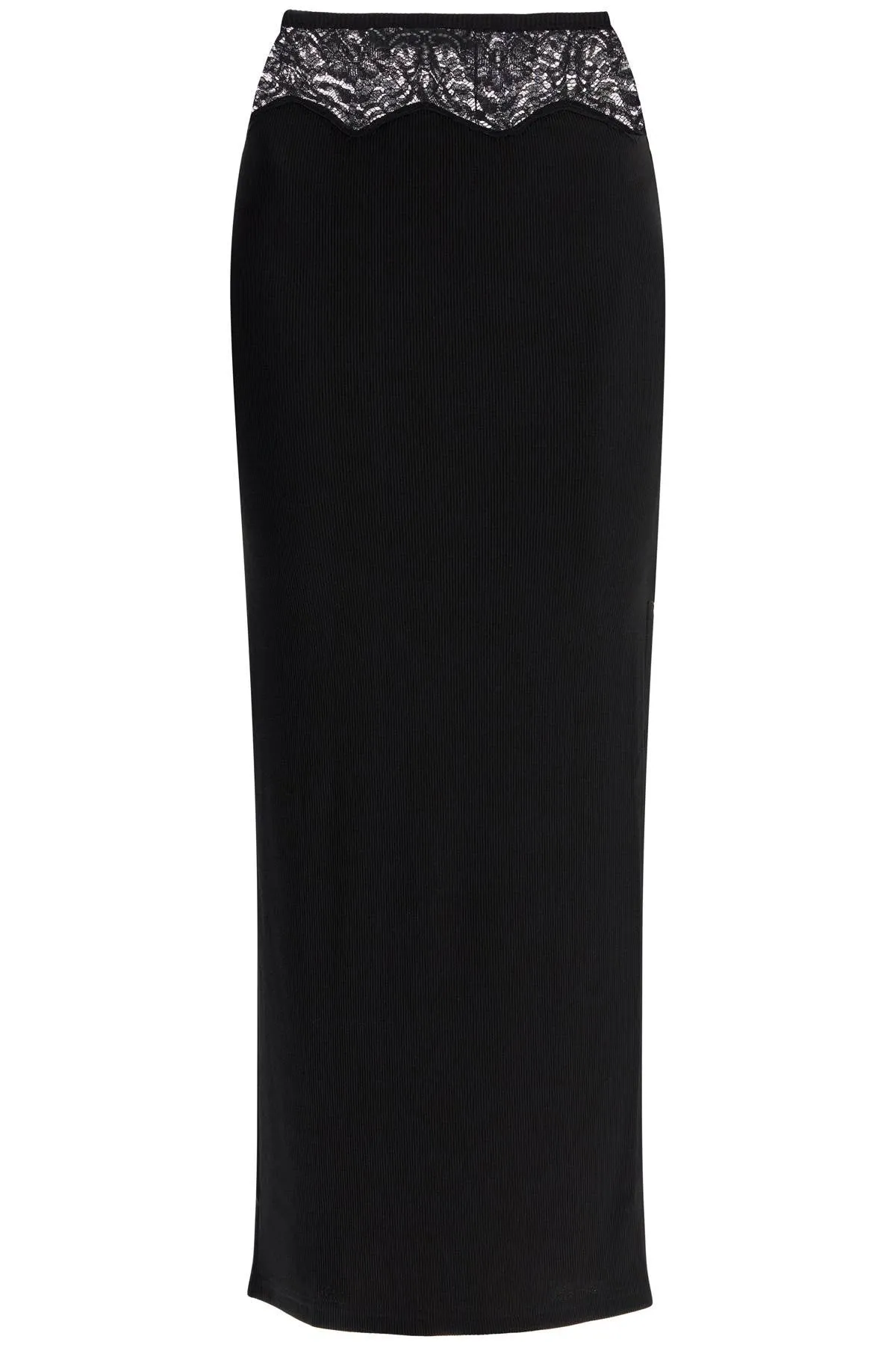 "knitted skirt with lace detail 24034120 BLACK