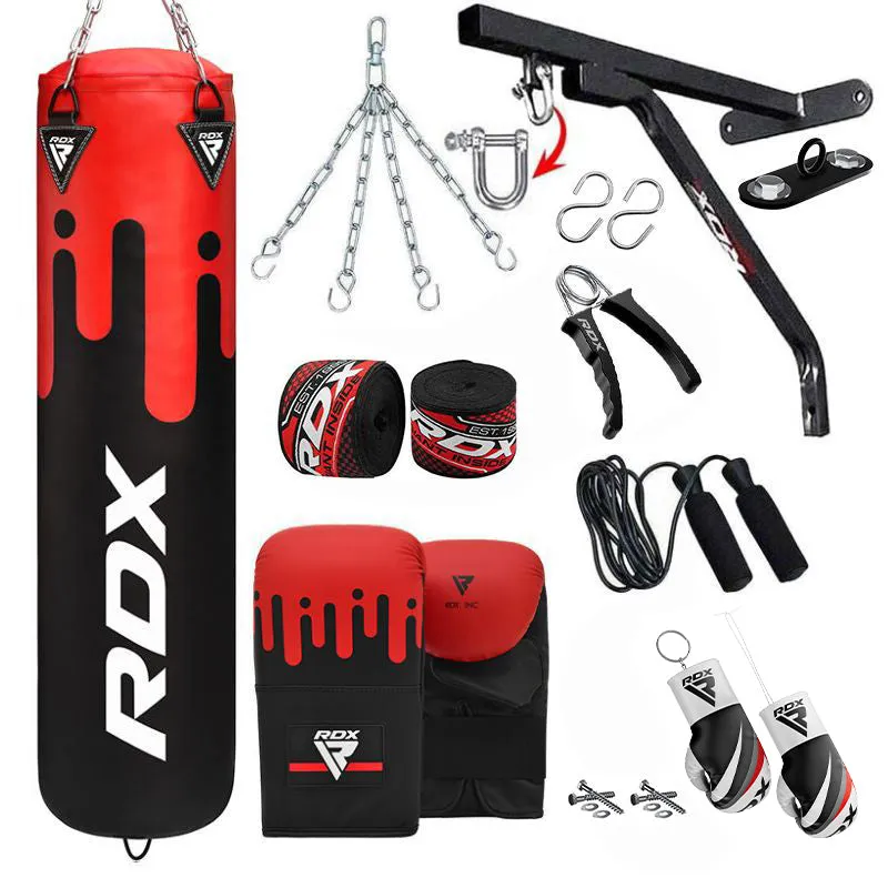 RDX F9 4ft / 5ft 14-in-1 Heavy Boxing Punch Bag & Mitts Set