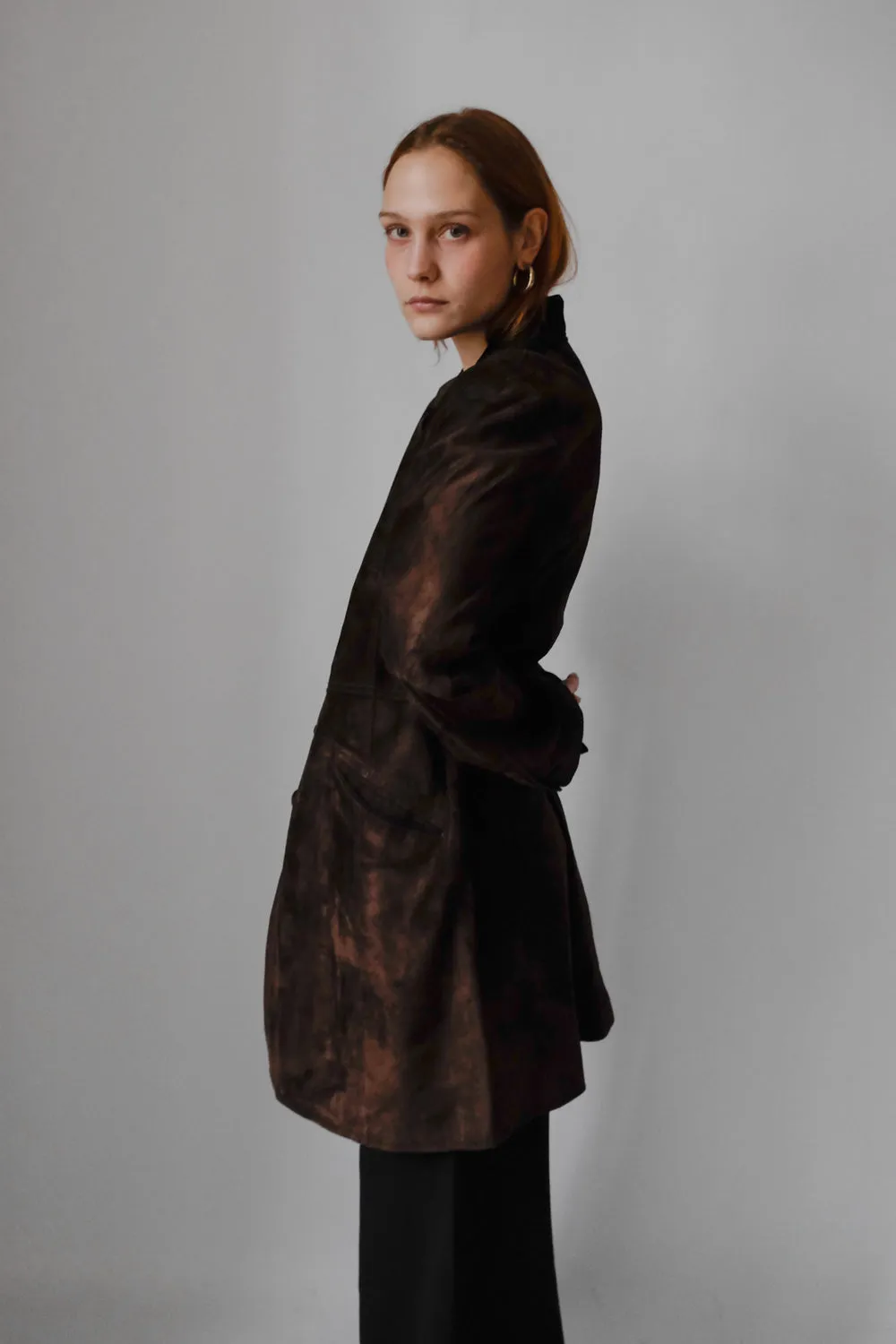 SUEDE LEATHER BROWN VINTAGE COAT