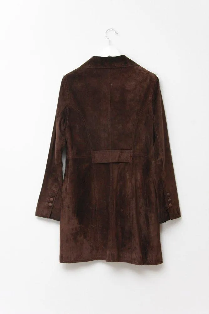 SUEDE LEATHER BROWN VINTAGE COAT