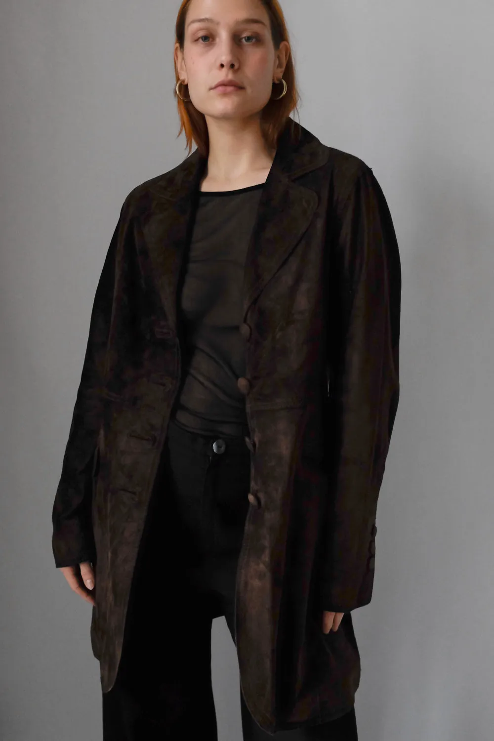 SUEDE LEATHER BROWN VINTAGE COAT