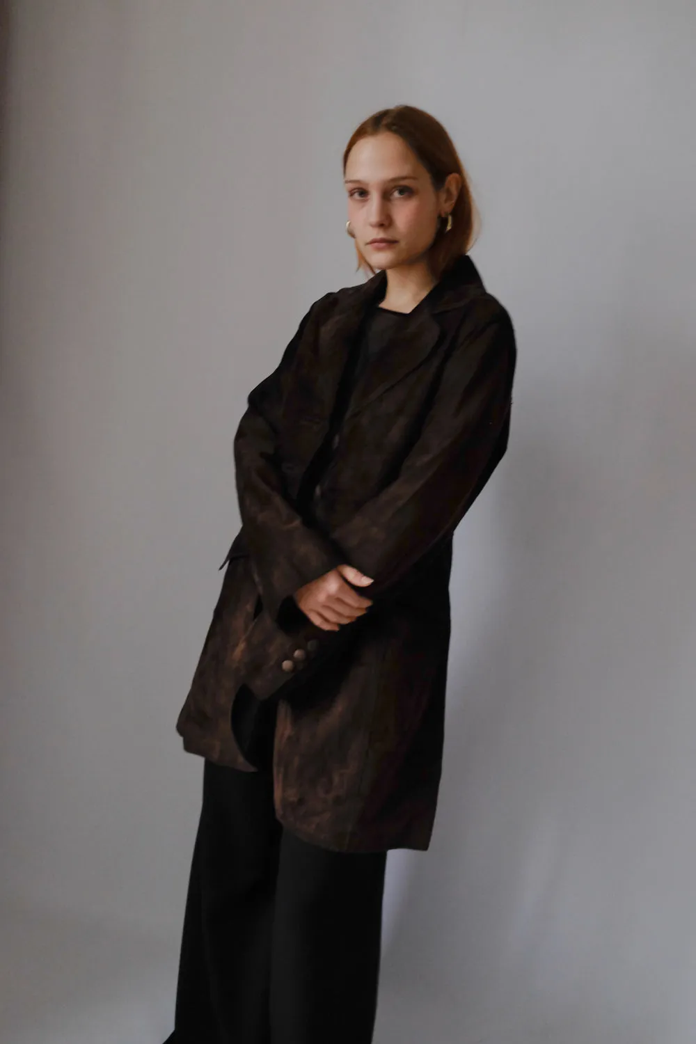 SUEDE LEATHER BROWN VINTAGE COAT