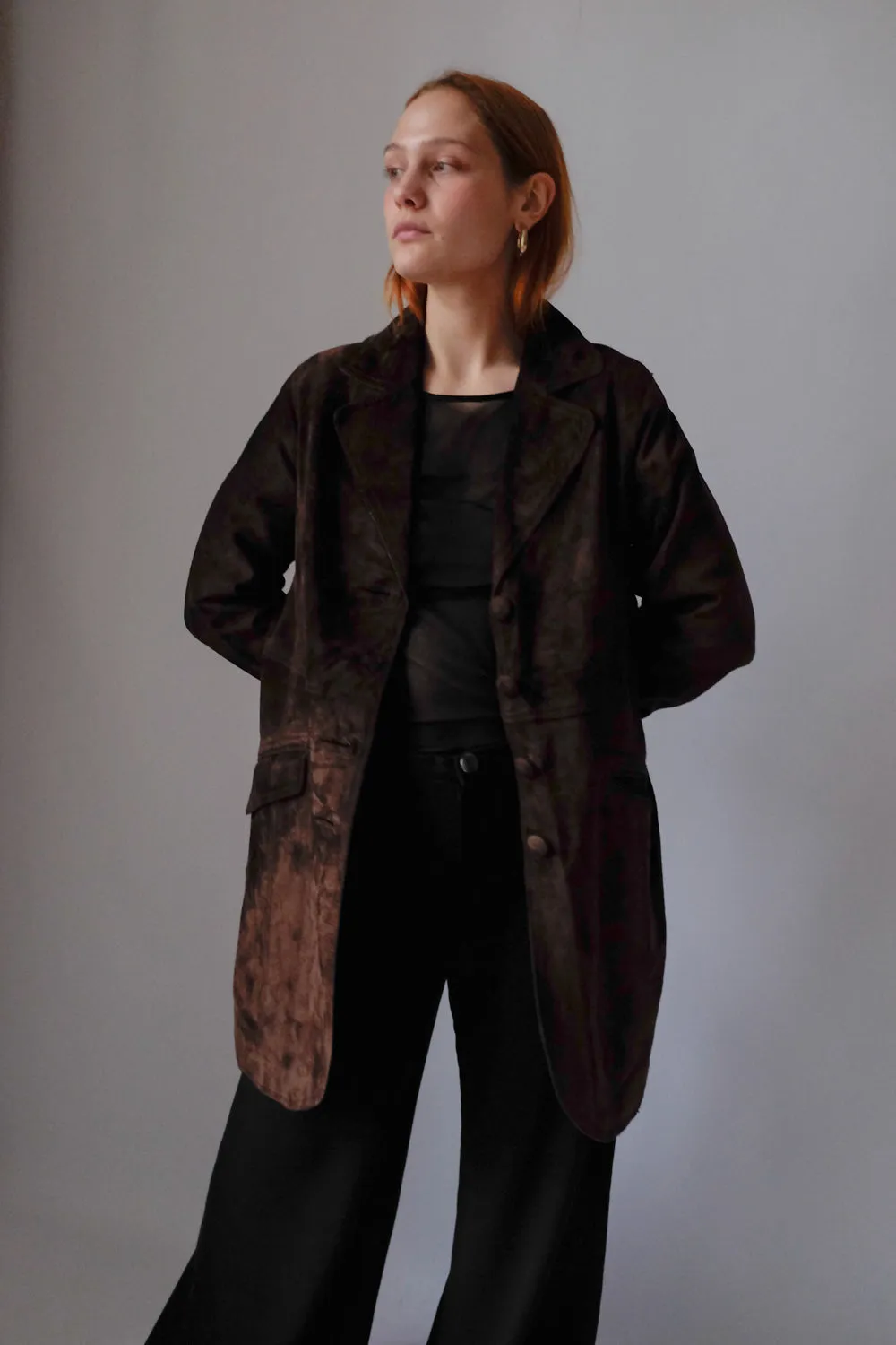 SUEDE LEATHER BROWN VINTAGE COAT