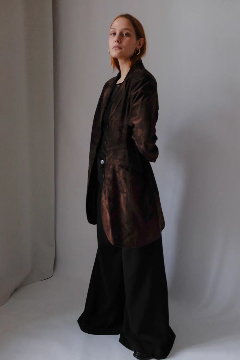 SUEDE LEATHER BROWN VINTAGE COAT